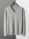 Merino Wool Sweater Men's V-neck Pullover Top Autumn Winter Knitted Casual Loose 100% Pure Wool Jacket