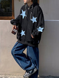 Fashion Y2k Mens Jacket Coat Harajuku Star Patch Zipper Oversized Hoodies Streetwear Hip Hop Gothic Loose Pocket Man Sweatshirts