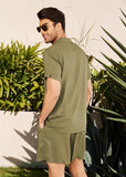 Summer Cotton Linen Shirt Set Men's Casual Outdoor 2-Piece Suit Andhome Clothes Pajamas Comfy Breathable Beach Short Sleeve Sets