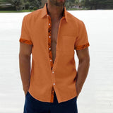 Vintage Plaid Print Mens Patchwork Shirts Fashion Loose Short Sleeve Button Cardigan Tops Men Clothes Spring Summer Casual Shirt