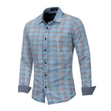 Fashion Men's Business Shirt Cotton Leisure Plaid Print Long Sleeved Shirt Tops Blouse Comfy Daily High Quality Shirts For Male