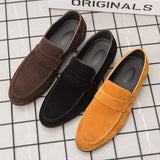 Spring New Suede Casual Men Shoes Fashion Slip on Loafers Male Leather Comfortable Flat Shoes Moccasins Classic Driving Shoes