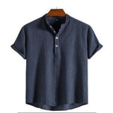 Summer Striped Shirts Men's Hawaiian Shirts Striped Graphic Clothing Short Sleeve Tops Streetwear Oversized For Men Henleys