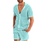 Summer Tracksuit Men Sets Casual Men Set 2 Pieces Man Short Sleeve T-shirt Solid Sports Shorts Joggers Sets Men Clothing
