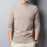 Sweater Warm Men's Half Turtleneck Solid Color Pullover Fashion Thickening  Middle-aged  Long-sleeved Top pullover