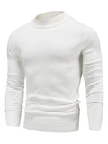 New Winter Men's Mock Neck Sweater Fashion Solid Color Warm Knitted Pullovers Men Casual Elastic Sweaters Male Autumn Knitwear