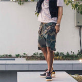 Vintage Camouflage Cargo Shorts Mens Three-dimensional Tailoring Pocket Army Short Hip Hop Streetwear All-match Casual Short