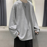 New Long Sleeve t shirt for Men Autumn Fashion Cotton Solid Color t-shirts Cozy Streetwear Men's t-shirt 5XL Baggy Korean Trendy