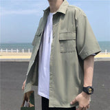 EBAIHUI Men's White Shirts with Tie Set Preppy Uniform DK Loose Long Sleeve Shirt Couple Loose Basic Short Shirts Asian Size