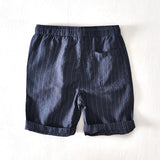 Cotton Linen Shorts for Men Fashion Striped White Loose Holiday Shorts Man Casual Plus Size Drawstring Short Pants