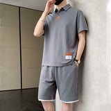 2 Piece Sets Men Casual Shorts Set Summer Clothes Men Streetwear Solid Color Tracksuits Jogging Suits Breathe Cool Outfits
