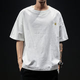 Summer New Men's Short-Sleeved T-shirt Cotton and Linen Casual Men's T Shirts Male Breathable Loose Hip Hop Embroidery Top Tees