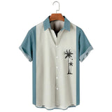 Men's 3D Print Summer Short Clothes Coconut Casual Beach Lapel Luxury Shirt Loose And Breathable Sleeve Retro Top Harajuku