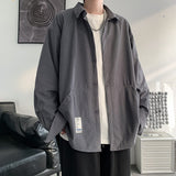 Men's Corduroy Long Sleeve Shirts Woman Fashion Casual Oversize Blouse Unisex Overshirt