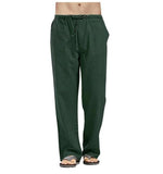 Cotton Linen White Pants Men  Large Size Men's Casual Trousers Home Trousers Man Long Tube Solid Color Loose Trousers