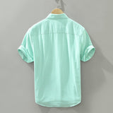 Summer New Short Sleeve Shirt for Men Pure Cotton Turn-down Collar  Button Down Shirts Male Solid Casual Korean Clothes
