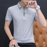 BROWON Summer Fashion  Mens Tshirts Summer Cotton T Shirt Men Short Sleeve Turn-down Collar Korean Style Men T Shirt