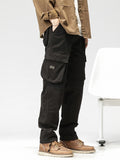 Spring Summer Multi-Pockets Men's Straight Cargo Pants Military Style Tactical Long Trousers Male Cotton Casual Work Pant