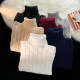 Autumn Winter Men's Thick Sweater Thick Solid Color Turtleneck Collar Long Sleeve Warm  Basic Classical  Knit Sweater