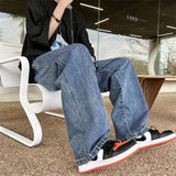 Neutral Simple Solid Long Jeans Men Korean Style Fashion High Street Loose Casual Jean Pants Male Daliy All-match Trousers