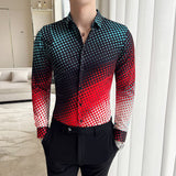 Fashion Print Shirt Men Royal Retro Long Sleeve Shirts Party NightClub Tuxedo Shirts Casual Slim Fit Streetwear Homme