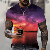 Summer New Men's Oversized T-Shirt Casual Lightning Cool 3D Digital Printed T Shirts for Men Short Sleeve Tee Free Shipping