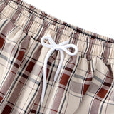 Plaid Pants Men Linens Korean Checked Trousers Male Streetwear Fashion Bottoms Summer Wide Leg Pants Harajuku Breathable