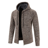 Winter Thick Cardigan Mens Sweater Zipper Hooded Fashion Warm Slim Fit Knitted Sweater Male Fleece Hoodies Coats Men M-4Xl