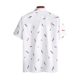 Harajuku Feather Hawaiian Men's Shirt Printed Short Sleeve Casual White Street Summer Beach Shirts For Men Clothing  Summer
