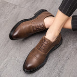 Men Dress Shoes Leather Shoes Fashion Derby Shoes Classic Casual Business Wedding Footwear Brown Italy Male Formal Shoe