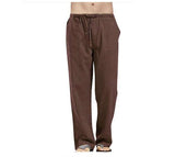 Cotton Linen White Pants Men  Large Size Men's Casual Trousers Home Trousers Man Long Tube Solid Color Loose Trousers