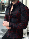 Spring Autumn Square grid Gradual Men Fashion Shirts Turn-down Collar Buttoned Shirt Casual Printing Long Sleeve Tops S-5XL
