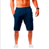 Men's Cotton Linen Shorts Pants Male Summer Breathable Solid Color Linen Trousers Fitness Streetwear S-4XL