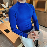 Male High End Fashion Brand Knitted Pullover Sweater Men Half Turtle Neck Autum Winter Woolen Casual Jumper Clothes S-4XL