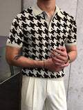 Pullover Tops Mens Fashion Turn-down Collar Button-up Polos  Vintage Print Polo Shirt Men Summer Short Sleeve Casual shirts