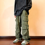 Cargo Pants Multi-pockets Tooling Pant Harajuku Men's Vintage Loose Wide Leg Pants Streetwear Casual Hip-hop Mopping Trousers