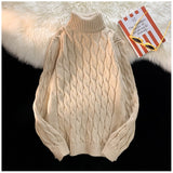 Autumn Winter Men's Thick Sweater Thick Solid Color Turtleneck Collar Long Sleeve Warm  Basic Classical  Knit Sweater
