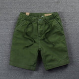 Shorts Mens Casual Cotton Shorts Work Trousers Knee Length Elastic Waist Men Chino Shorts