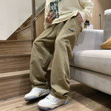 Khaki Casual Pants for Men Japanese Streetwear Hip Hop Black Trousers Male Oversize Vintage Retro Spring Cotton Loose