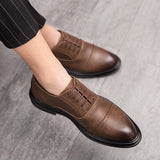 Men Dress Shoes Leather Shoes Fashion Derby Shoes Classic Casual Business Wedding Footwear Brown Italy Male Formal Shoe