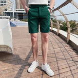 Korean Style Men's Summer Casual Shorts/Male Slim Fit Fashion Solid Green Harlan Shorts Plus Size 29-36