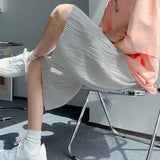 Summer Striped Pleated Shorts Men Thin Sports Straight Ice Silk Loose 5 point Pants Quick-drying Solid Color Home Casual Shorts