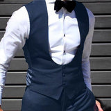 Black Men Vest for Wedding Groom Tuxedo One Piece Slim Fit Waistcoat Solid Color Male Fashoin Coat Clothes