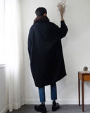 Autumn Winter Loose Casual Grey Black Soft Warm Woolen Cocoon Coat Men Lapel Double Breasted Korean Fashion