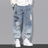 Fashion Jeans Men Loose Cartoon Trousers Neutral Jean Streetwear Casual Summer Pure Wide Jeans Man Women Pants Hip Hop
