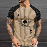 Summer Men's T-shirt 3D Men's Street Style Round Neck T Shirt Fashion Poker Print Short Sleeve Zebra Stripe Oversized Tops