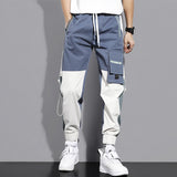 Streetwear Spring Casual Men's Pants Cotton Harem Ribbons Joggers Men Patchwork Fashion Ankle Length Jogger Pants For Boys