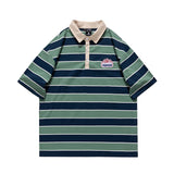 T Shirt For Men Summer Classic Fashion Vintage Stripe Embroidered Logo Cotton Casual Lapel Short Sleeve Polo