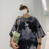 Men Summer New Hot Hip Hop Streetwear Fashion T-Shirts Cotton Oversized Top Tees Mens Casual Tie-Dye O-Neck Short Sleeve T Shirt
