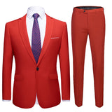 Jacket + Pants 2 Pieces Set Fashion New Men's Casual Boutique Business Dress Wedding Groom Suit Coat Blazers Trousers